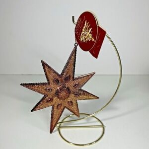 Enchanted Forest Christmas Copper/Gold Glittered Star Ornaments 7 in. 2004